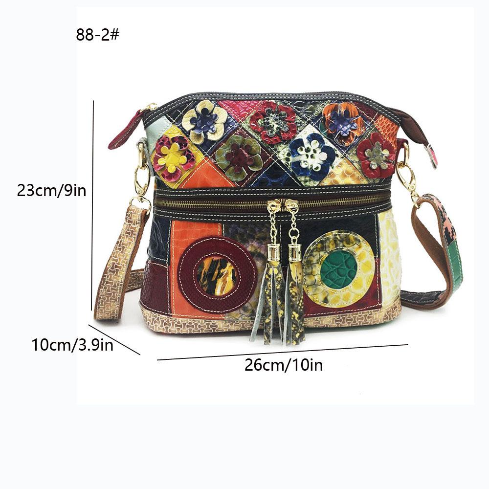Ретро цветная кожаная женская сумка через плечо сумка-мессенджер в цветочном стиле модная женская сумка