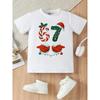 European sizes Girls' Funny 6 7 67 Number Print T-Shirt with Santa Claus Design - Humorous Christmas & Everyday Kids Tee