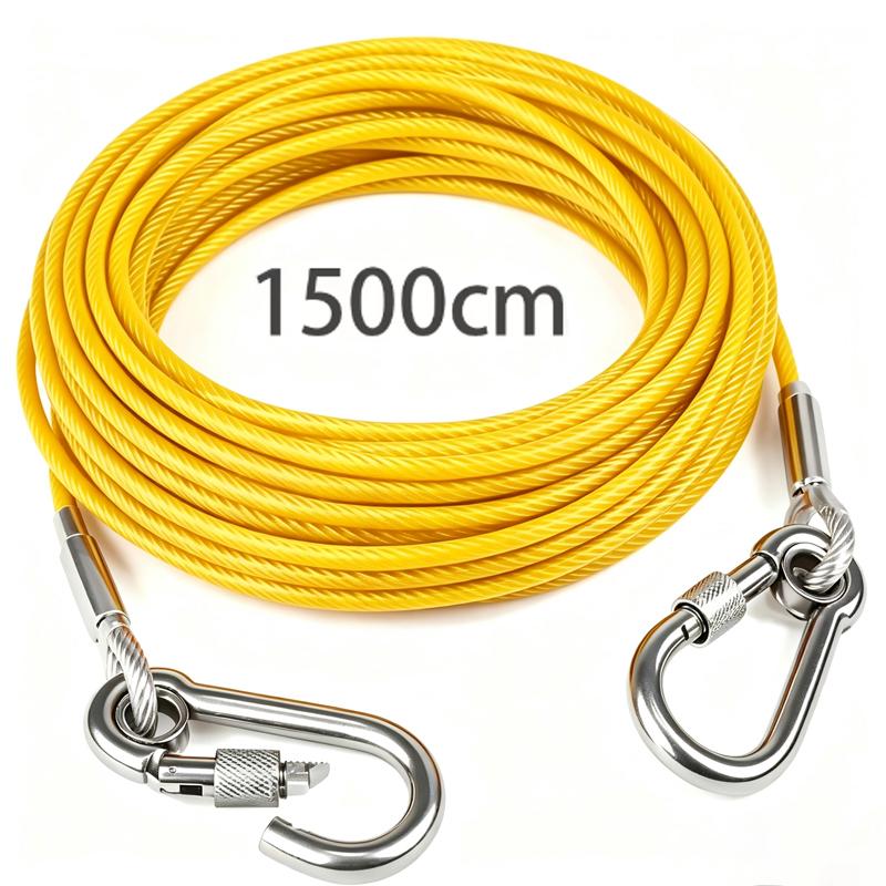 460/900/1500 Stainless Double Steel Heavy-Duty Reflective Dog Tie-Out Cable Capacity with Swivel Snap Hooks - Ideal for Outdoor
