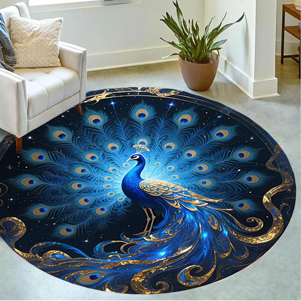 1pc home carpet peacock design non-slip rug for office decor and living room gift ideas
