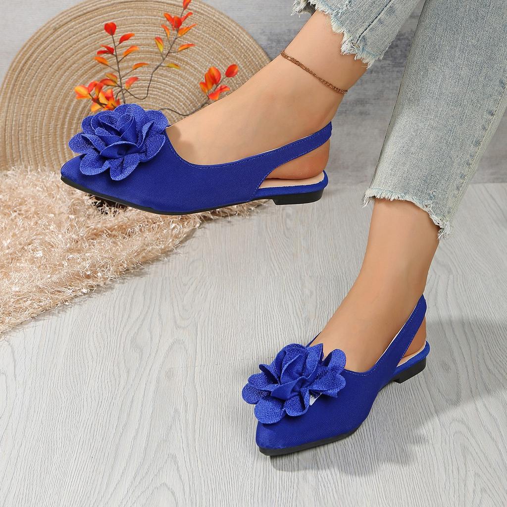 Fashion Classic Big Flower Pointed Toe Sandals Women 2025 Summer Flat Heels Light Weight Shoes Women Comfortable Daily Leopard Shoes