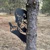 Peeking Middle Finger Bigfoot Metal Sign Outdoor Garden Fence Courtyard Terrace Fun Decoration Black 38cm