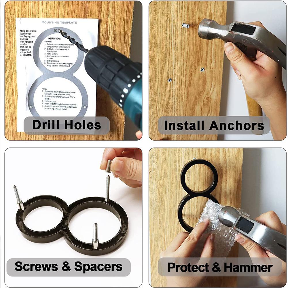 125 мм плавающий номер дома, современные буквы алфавита двери, дома на открытом воздухе 5 дюймов. Черные 3D цифры адрес дверные номерные таблички для стены