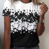 Women's Fashion Trend Loose Fashionable Casual Versatile Flower Pattern Short Sleeved Round Neck T-shirt