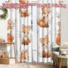 2pcs, 2D FLAT PRINTING Curtains (Without Rod) Fox Pattern Holiday Curtains Durable Polyester Curtains Gifts Ldeal for