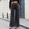 In-Stock Women's European & American Style Casual Loose Denim Pants with Large Pockets
