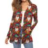 Женский модный кардиган-пальто с длинным рукавом, карманами, приталенного силуэта и рождественским принтом