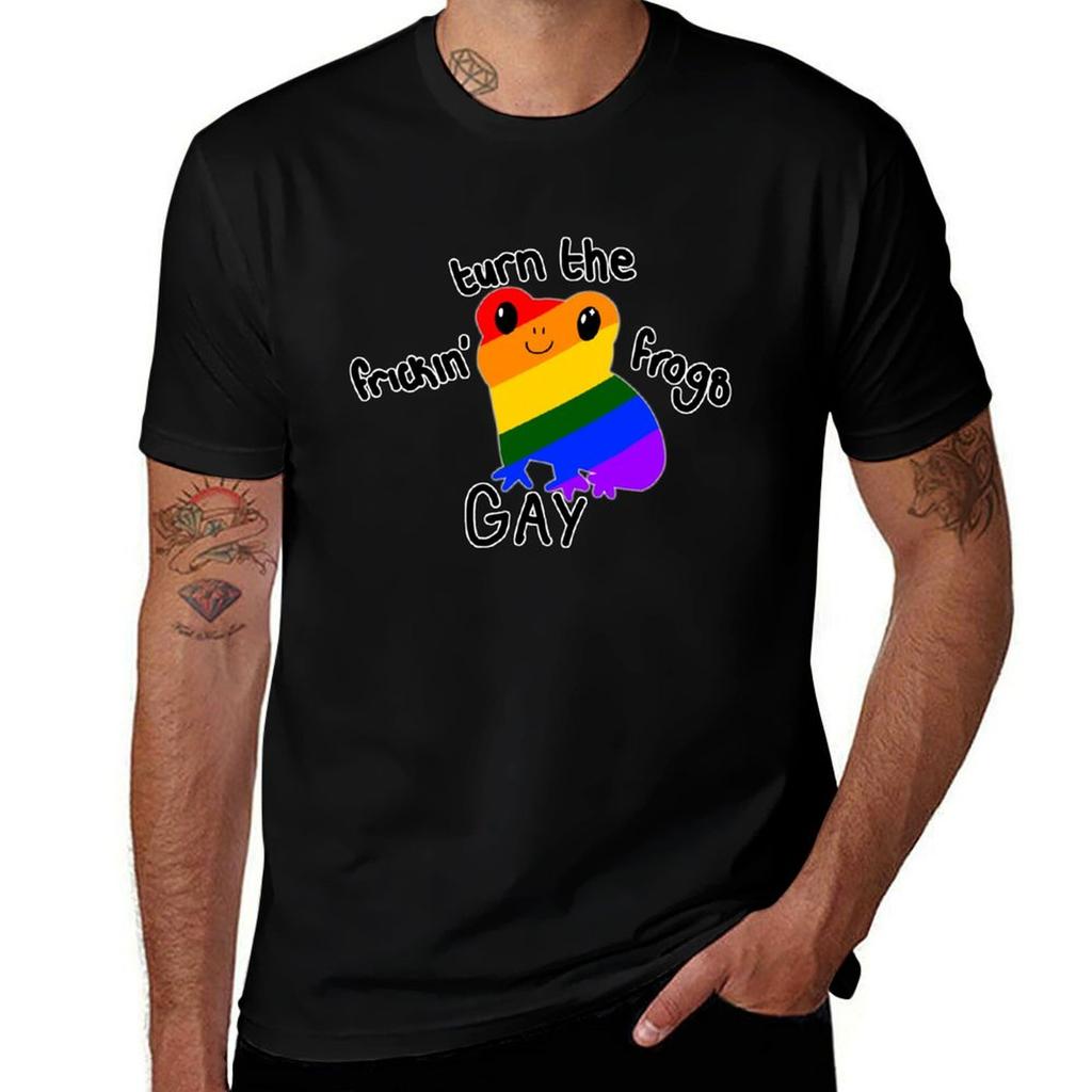 Turn The Frickin Frogs Gay Tshirt Casual Simple Design Short Sleeve Shirt Tshirt
