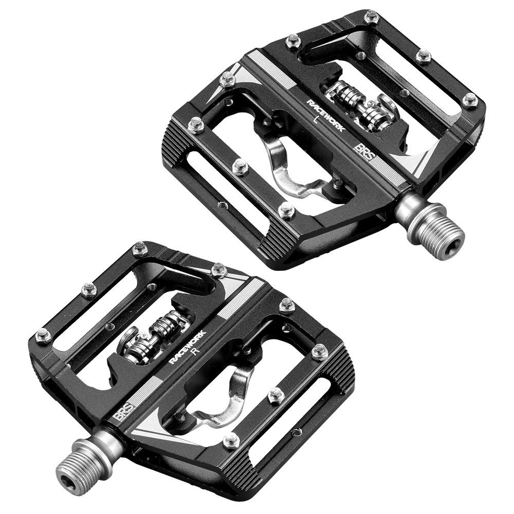 Педали RACEWORK M215 для велосипедной подножки Mtb, смешанные педали, зажим для горного велосипеда, подставка для ног, двойная функция, Spd, алюминий