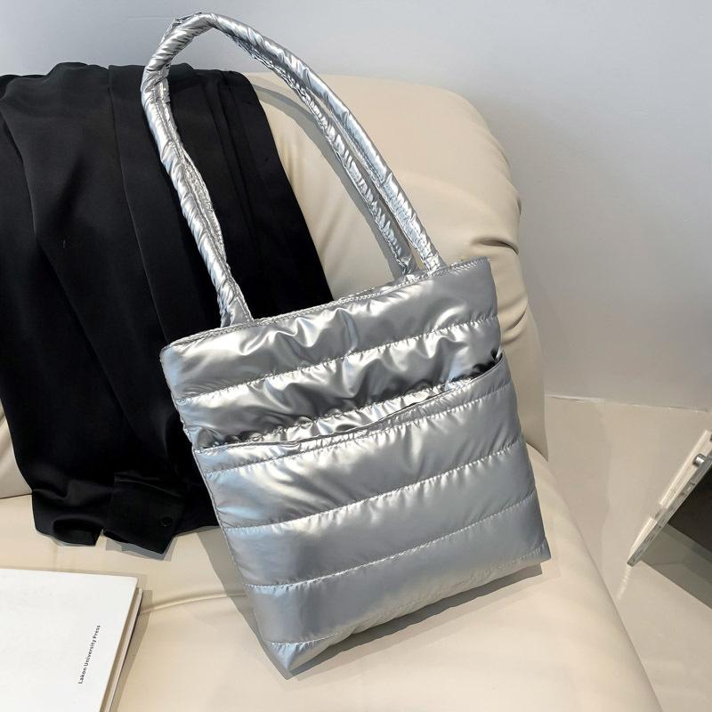 2024 Winter Space Cotton Bag Large Capacity Shoulder Oblique Span Bag Cotton Lint Bag Korean Version Trend European and American Style