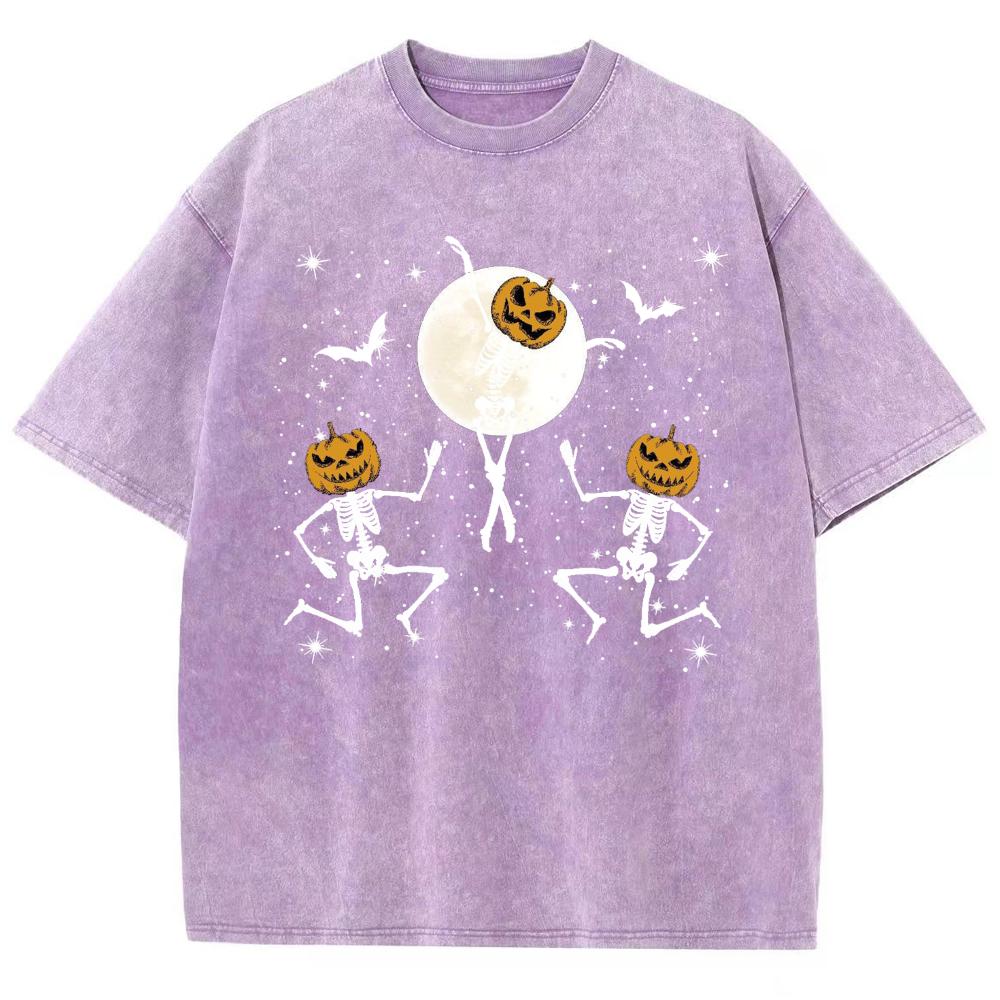 Женская футболка с принтом тыквы и черепа на Хэллоуин, свободный короткий рукав для пары, забавный дизайн