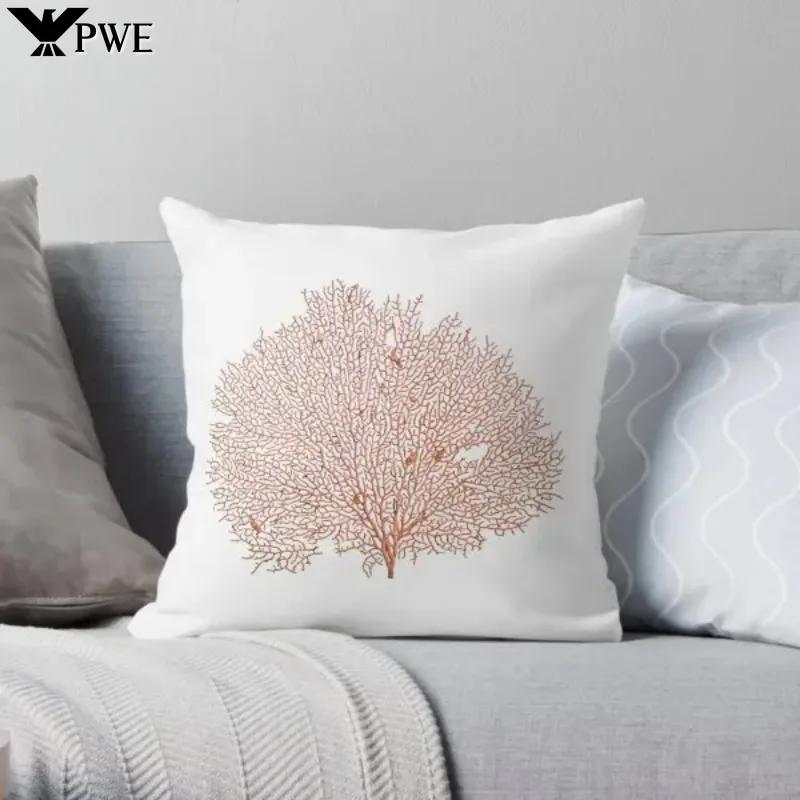 Red Fan Coral  Printing Throw Pillow Cover Square Anime Office Case Comfort Hotel Cushion Waist pillowcase One Side