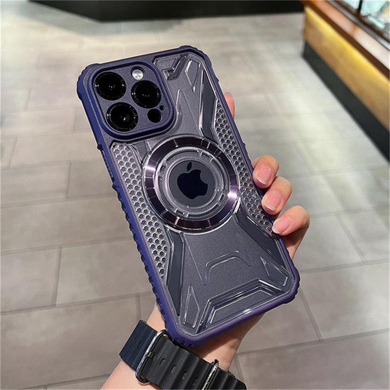 Противоударный гибридный бампер для Magsafe, магнитный чехол для беспроводной зарядки для iPhone 11, 12, 13, 14 Pro Max Plus, жесткий прозрачный чехол для телефона