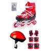 Регулируемая металлическая игрушка с подсветкой, детский конькобежный красный шлем, наколенник, налокотник, набор, сумка, подарок