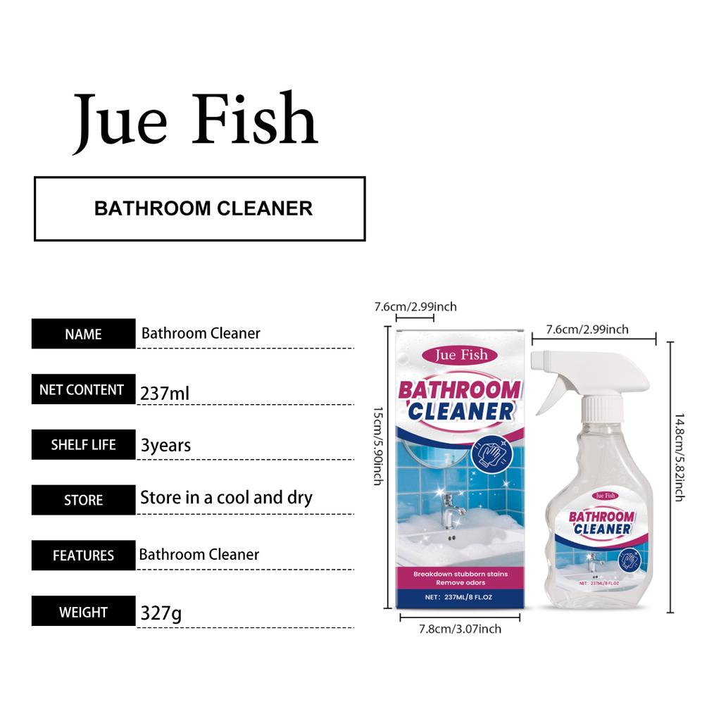 237ml Bathroom Cleaner Spray Multi Surface Tile Grout Soap Scum Remover Shower Glass  Hard Water Stain Jue Fish