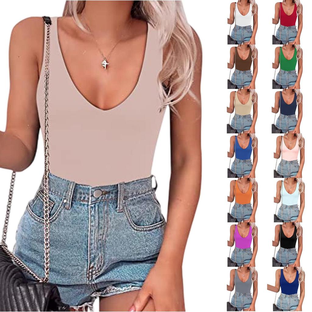 Женский сексуальный боди с глубоким V-образным вырезом, открытой спиной и без рукавов