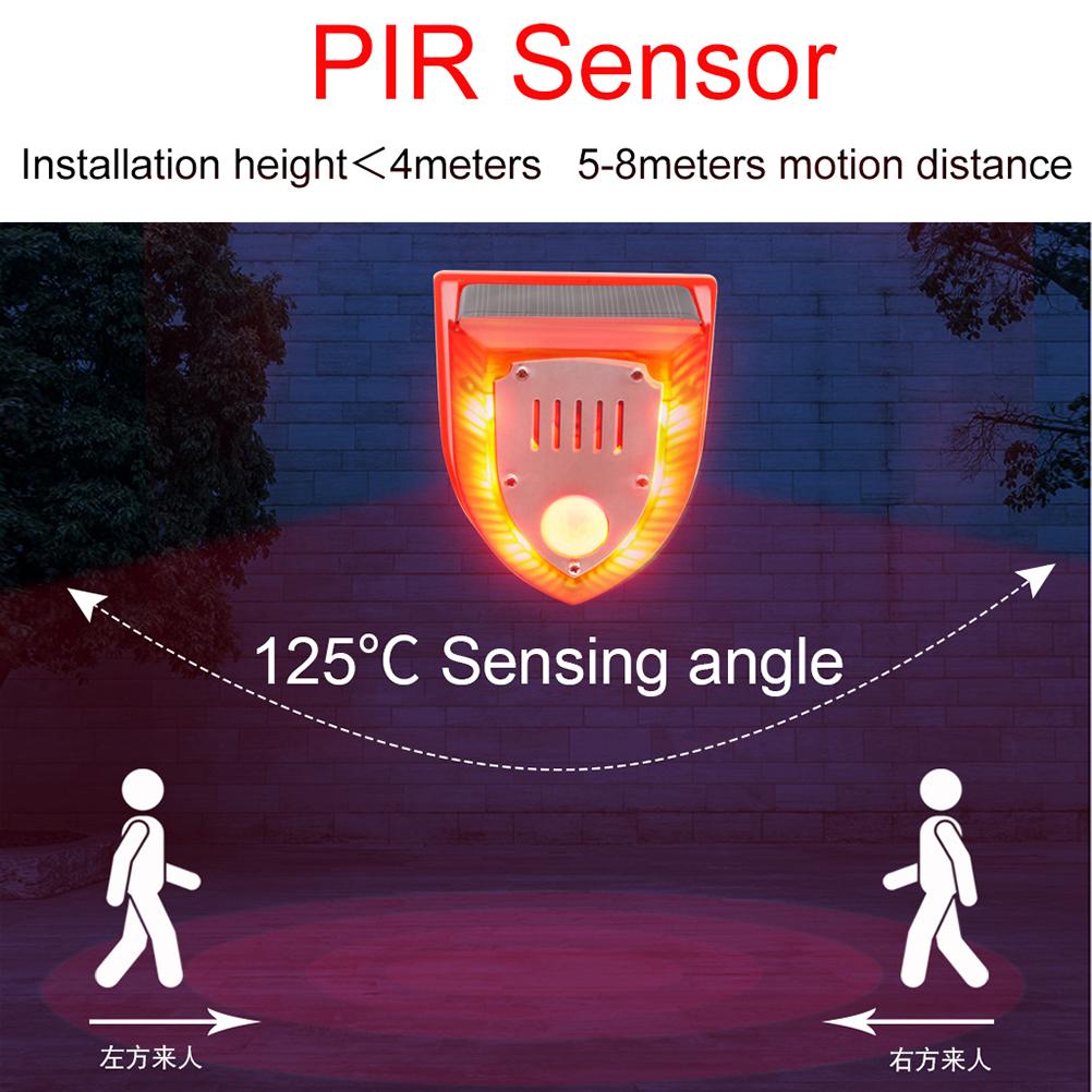 Solar Sound and Light Alarm Motion Sensor 110DB Sound Alert LED Flash Warning Strobe Security Alarm System for House