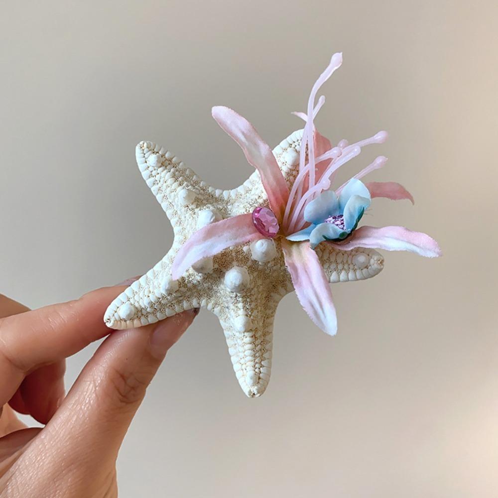 Korean Style Orchid Flower Hairpin Resin Women Side Clip Pink Starfish Hair Clip  Ponytail Holder