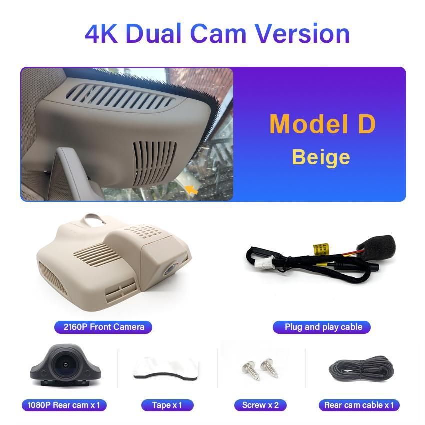 Видеорегистратор Model D Dash Cam 4K для автомобиля Mercedes-Benz C-Class W205 W204 C300 C180 C200 C220 C250 C260 2015-2026 WiFi Подключение к приложению Камера