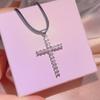 Fashion Women's Necklace Micro Set Zircon Cross Ins Plated 18k Gold Pendant with Box Chain Trend