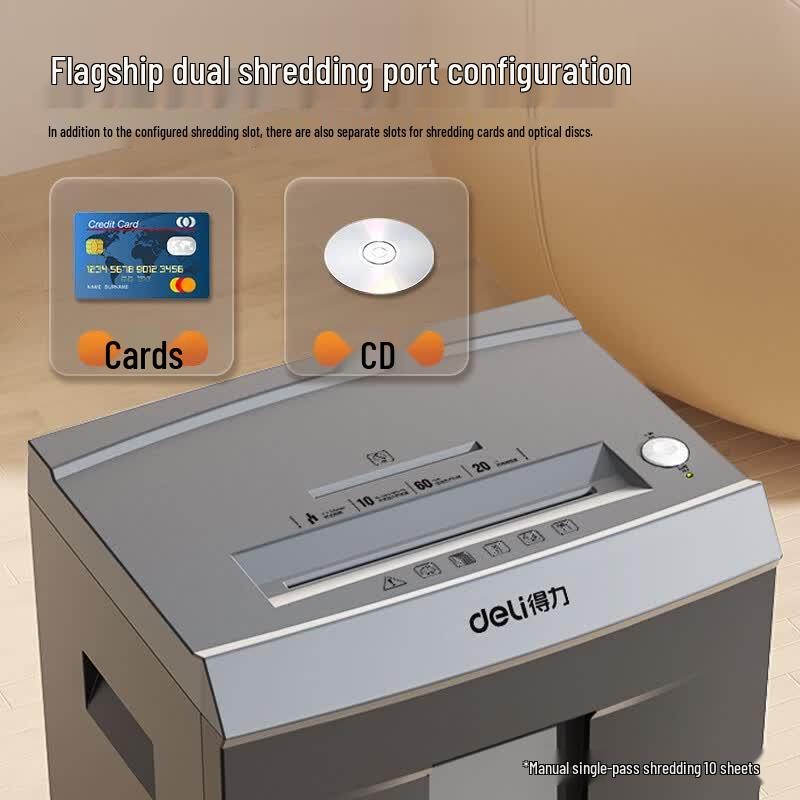 Deli 9958 10-Sheet Cross-Cut Shredder with Disc Shredding CN plug (adapter included)