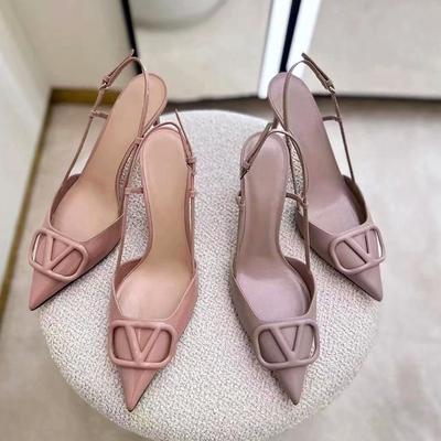 Сандалии-стилетто с V-образным вырезом и открытой пяткой, женские новые летние туфли-лодочки с острым носком из кожи со стразами