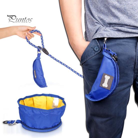 Collapsible Dog Bowl Leak-Proof Waterproof Safe Outdoor Folding Pet Bowl with Buckle And Zipper for Camping Hiking Dogs Cats Food Water