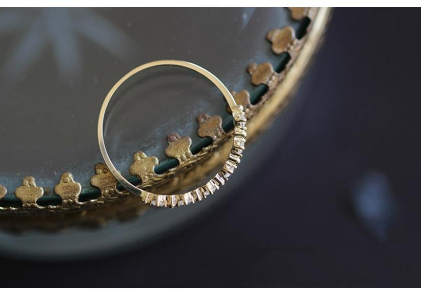 Кольцо из стерлингового серебра S925 с покрытием 14K золотом, кубический цирконий, в японском стиле - Элегантное, универсальное и тонкое