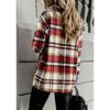 Осенняя женская клетчатая рубашка с длинным рукавом и большим карманом, свободного кроя, куртка средней длины