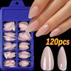 120pcs/box Glossy Light Pink False Nails Medium Almond Press on Nails False Acrylic Full Cover Fake Nail Tips Fingernail Decora