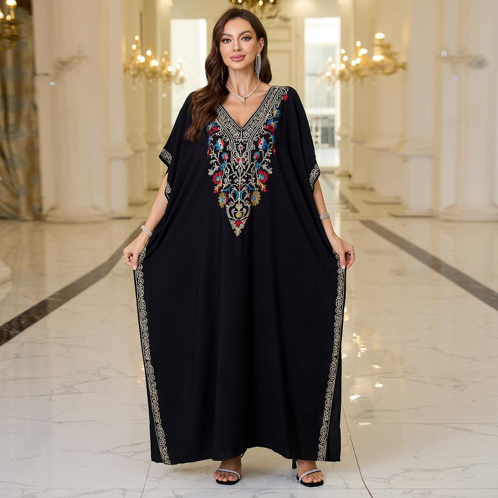 Женская мода лето весна цветочный узор принт рукава 1/2 V-образный вырез свободная талия повседневные платья