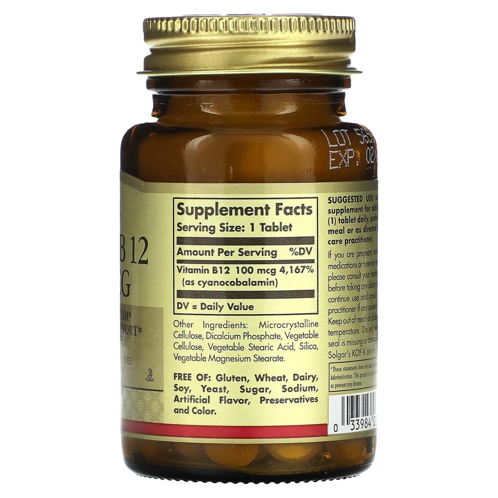 Vitamin B12, 100Mcg, 100 Tablets