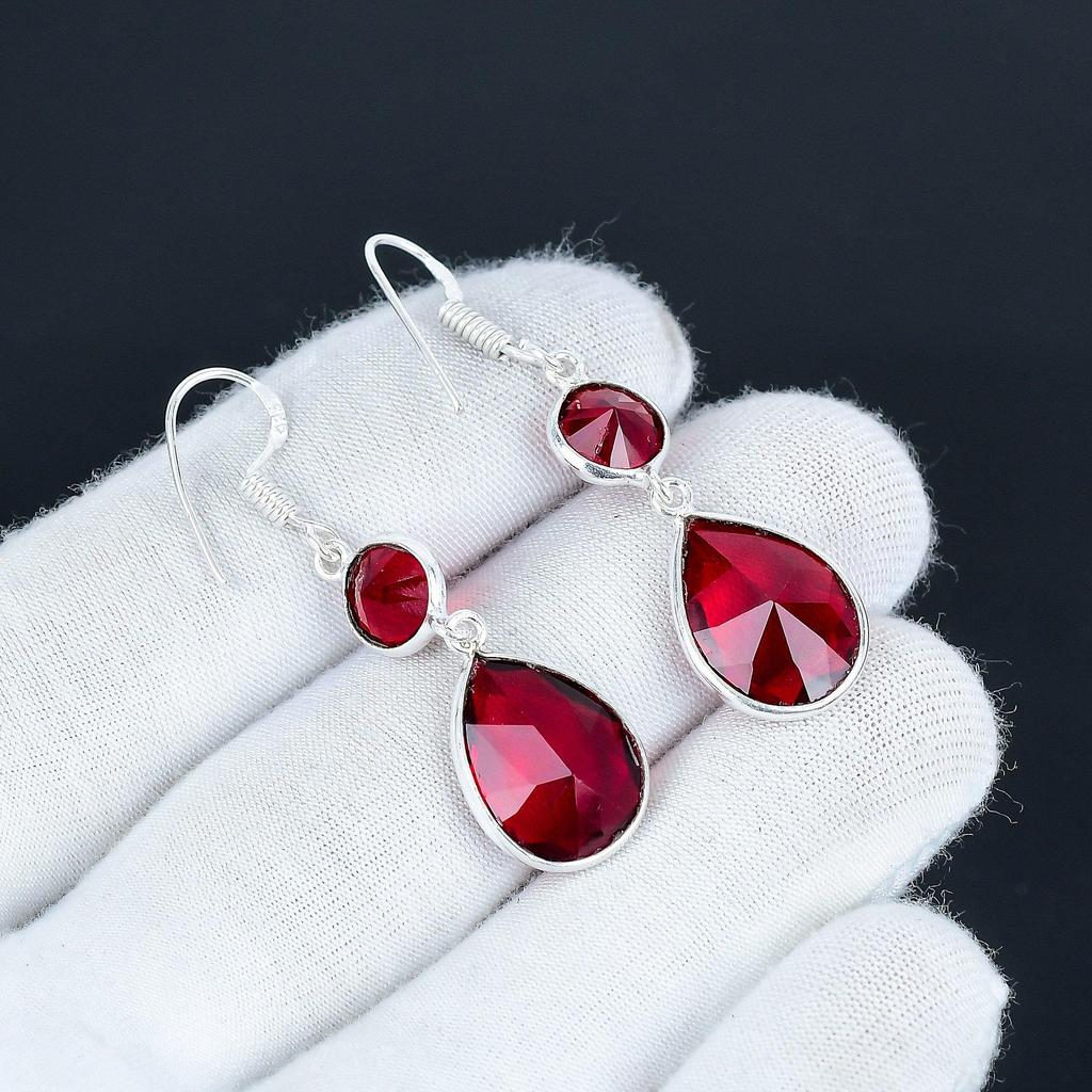 Красивые серьги с гранатом, серьги из стерлингового серебра 925 пробы, висячие серьги ручной работы в стиле бохо, серебряные украшения, подарок на День святого Валентина