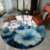 Роскошные коврики для пола круглой формы с цветочным узором «Голубой лотос», кухонный коврик-дорожка для прихожей, мягкий ковер для спальни и гостиной, нескользящий ковер для зонирования