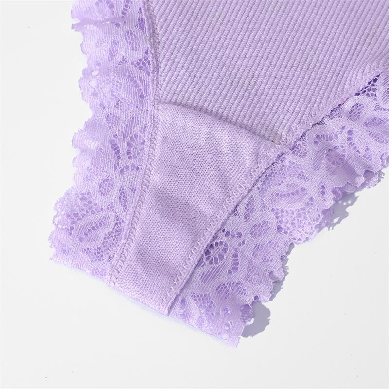 FINETOO 4 шт. Хлопковые Кружевные Цветочные Стринги Нижнее Белье Сексуальные Полосатые Низкой Талии Бразильские Трусики Для Девочек Дышащие G-Стринги Белье