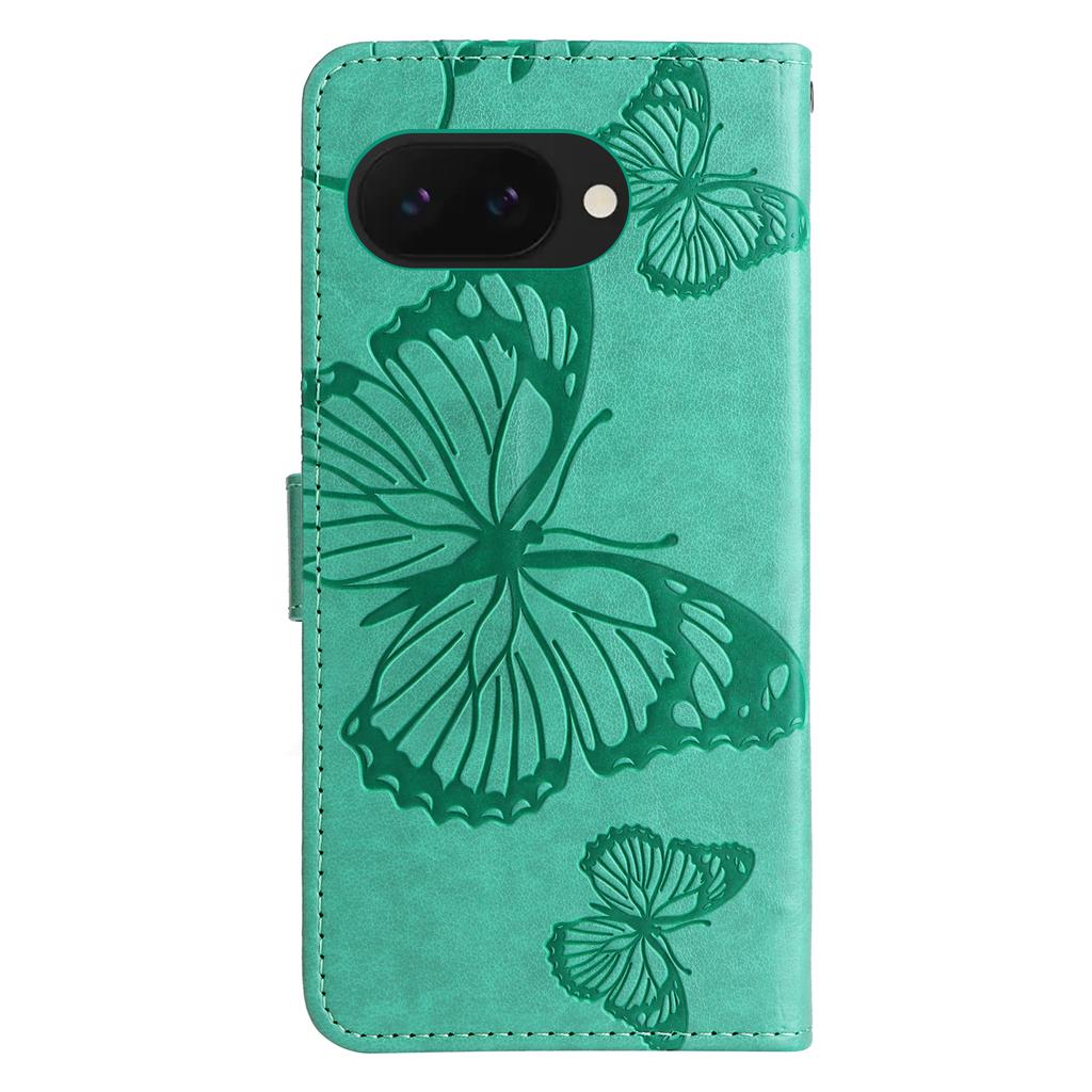 For Google Pixel 9a Wallet Case Floral Butterfly Imprinted Leather Phone Cover Stand