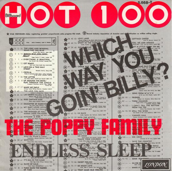 7inch Record POPPY FAMILY - Which Way You Goin' Billy? 5668Y London Records 1969 Belgium Rock Used