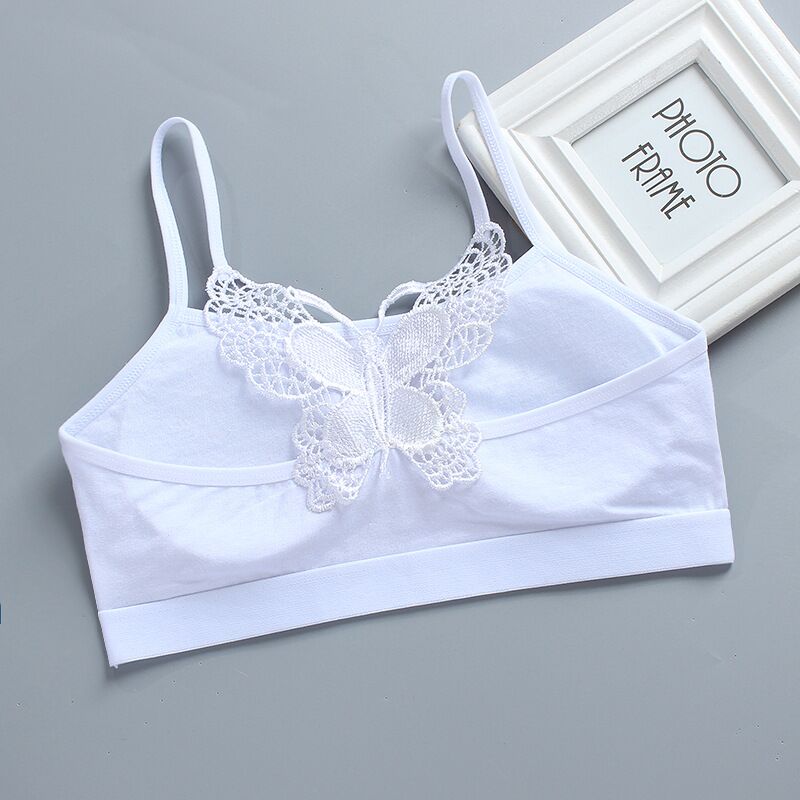 Teens Girls Sports Bra Set Gym Underwear Wireless Girls Sport Bra Cotton +Panties 2pcs 8-14Y