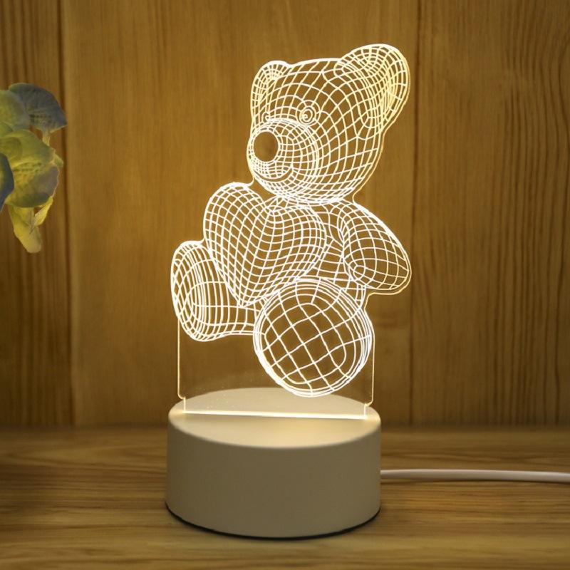 Creative 3D LED Night Light 7 Color Acrylic Veilleuse ABS Plastic Base LED Night Lamp for Children's Room Table Desk Use