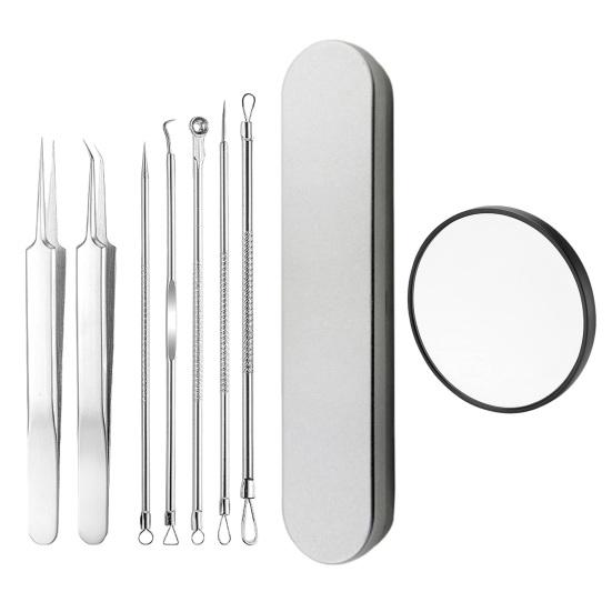 Набор инструментов для удаления черных точек Профессиональный экстрактор черных точек с футляром и 5-кратным увеличительным стеклом для удаления прыщей, черных точек, прыщей, лба, лица, носа