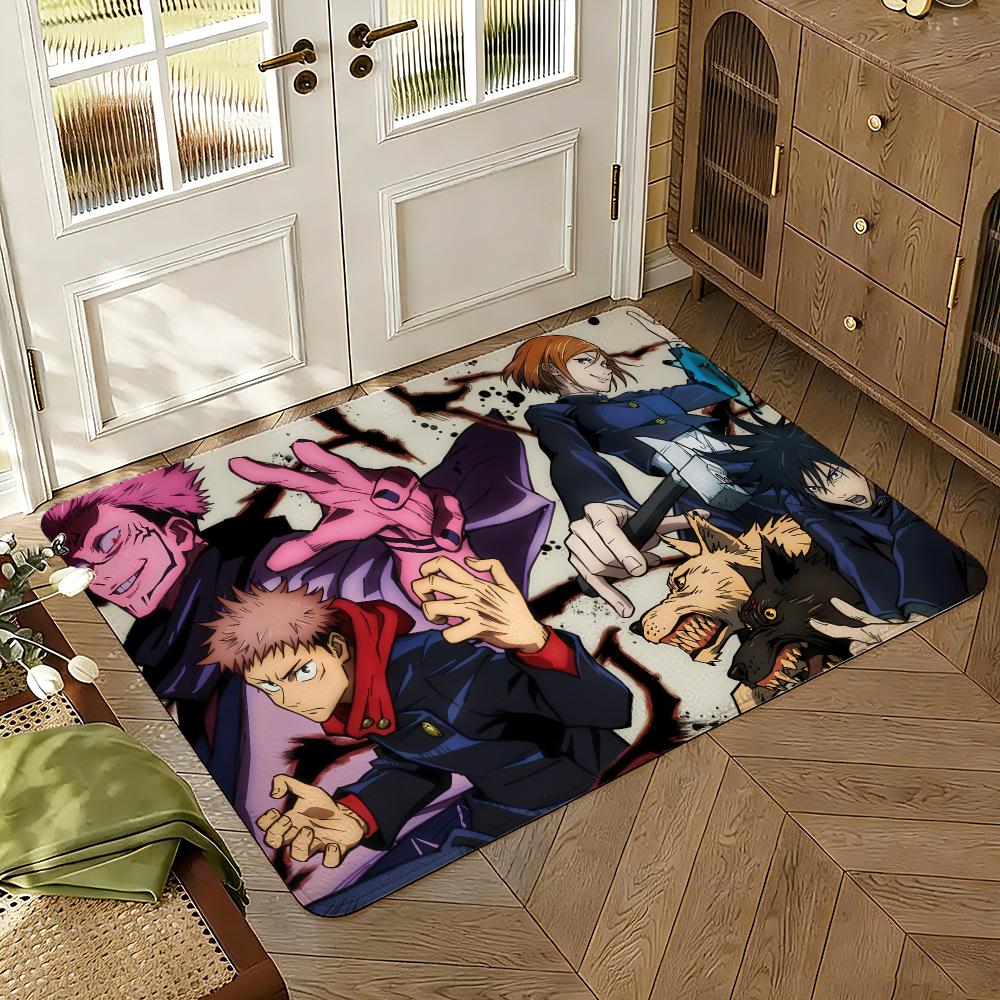 Jujutsu-Kaisens Anime Floor Mat Soft Thickened Absorbent Non-Slip Bedroom Living Room Door Mat Home Decor Flannel Rugs