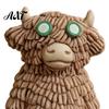 Soft Aesthetic Ornaments Highland Cow Figurine with Bathrobe, Resin Ornament, Cute Cartoon Animal Home Decorations Statue for Desk Shelf Decor & Cafe