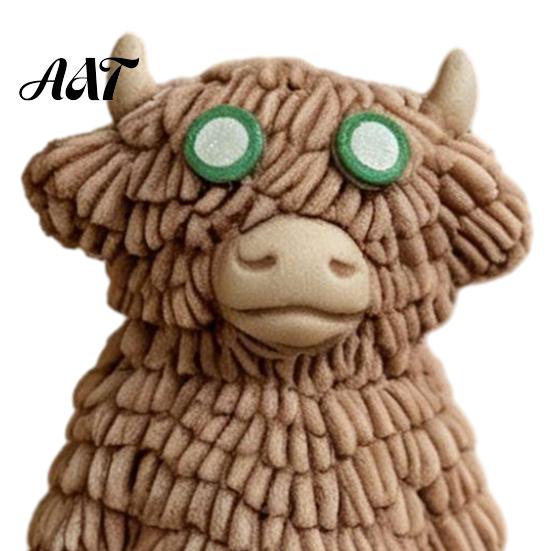 Soft Aesthetic Ornaments Highland Cow Figurine with Bathrobe, Resin Ornament, Cute Cartoon Animal Home Decorations Statue for Desk Shelf Decor & Cafe