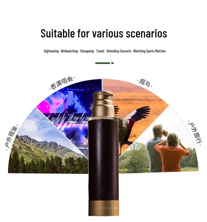 Retro Pirate Monocular Telescope 25X30: High-Definition, High Magnification, Pocket-Size for Outdoor Adventure