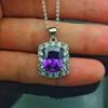 Edition Necklace Fashion Rectangle Pink Diamond Zircon Pendant Women's Versatile Clavicle Chain Gypsy