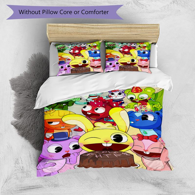 3pcs Happy Tree Friends5 pattern bedding set duvet cover set includes duvet cover &pillowcases, perfect all season bedroom decoration & gift