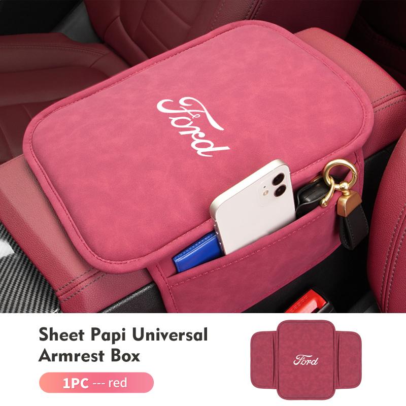 AKP1 Car Armrest Box Mat With Side Pockets Vehicle Armrest Storage Cushion For Ford Escape Ecosport Fusion Explorer Expedition Taurus