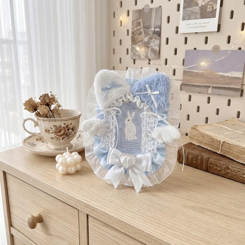 Lace Photocard Holder Plush Photo Card Sleeve Sweet Bag Charm Keychain Decorative Ornament