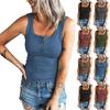 Women's Tight Tank Tops Solid Color Sleeveless Tops Buttons Vest Sexy T-shir