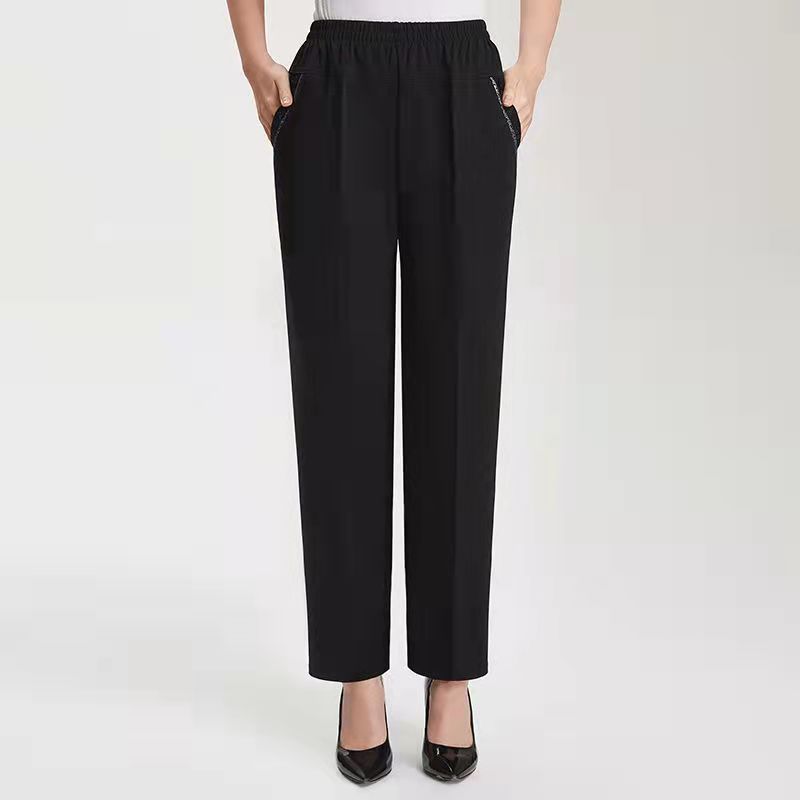 Летние прямые брюки больших размеров, женские элегантные длинные брюки с высокой талией